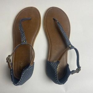 Keds Thong Sandals Women's Size 9M Closed Heel Polka Dot Canvas blue